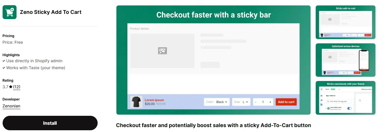 15. Zeno Sticky Add To Cart